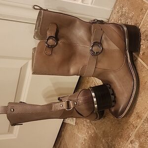 Vince Camuto Brown Leather Boots with Black Soles